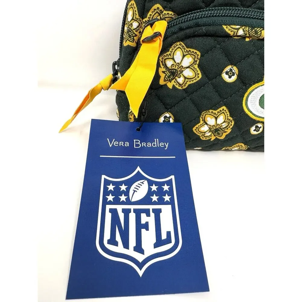 Vera Bradley NFL Green Bay Packers Makeup Medium Cosmetic Bag Pouch Quilted NWT
